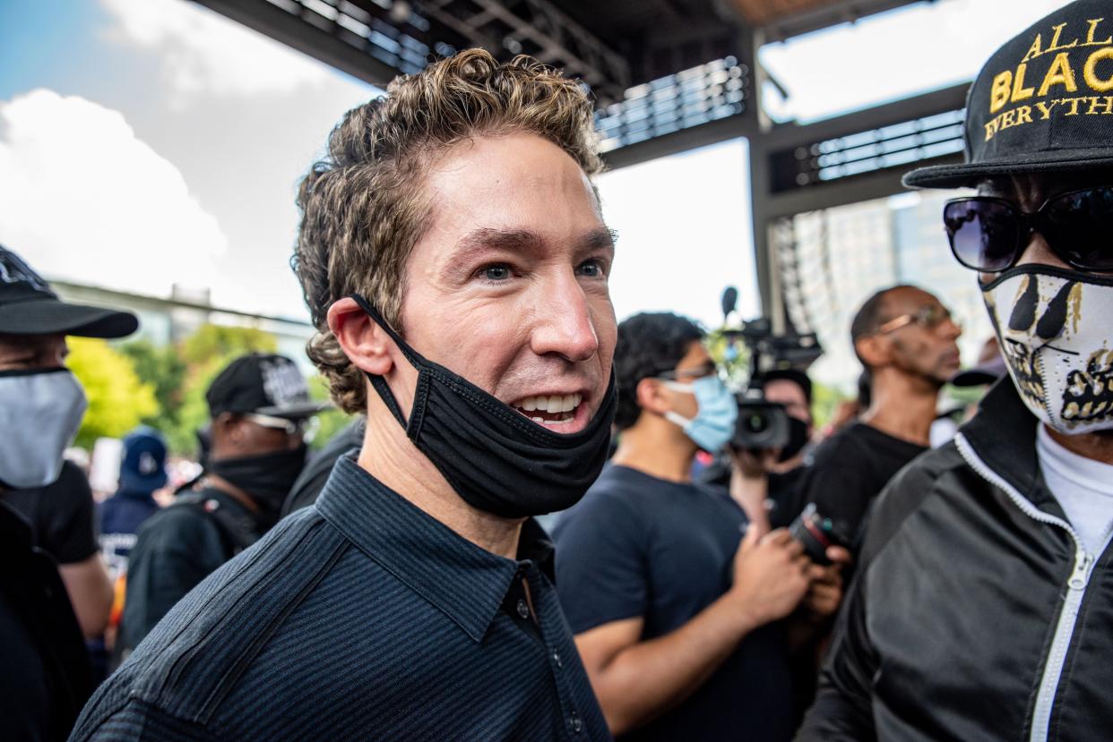 Pastor Joel Osteen arrives before a march in honor of George Floyd on June 2, 2020 in Houston, Texas.