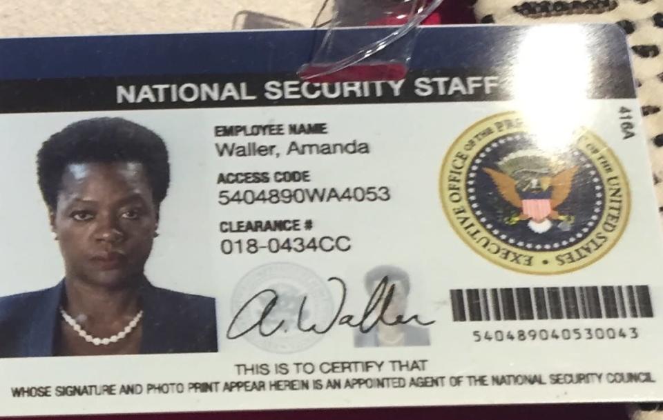 <p>Close-up of her ID badge. Those are some pretty major credentials.</p>