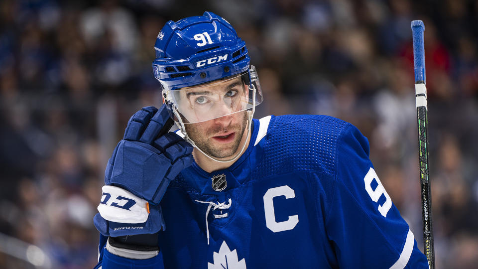 John Tavares is yet to make an impact in the Maple Leafs' first-round playoff series against the Lightning. (Photo by Mark Blinch/NHLI via Getty Images)