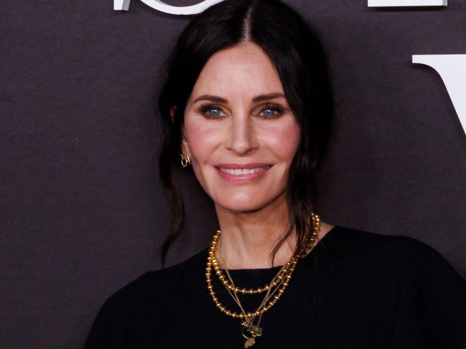 Courteney Cox arrives at the premiere of "Shining Vale" on Monday, Feb. 28, 2022, at The Chinese Theatre in Los Angeles.