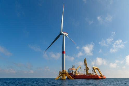 <span class="caption">A large floating wind turbine is installed in France, October 2023.</span> <span class="attribution"><span class="source">Obatala-photography</span></span>