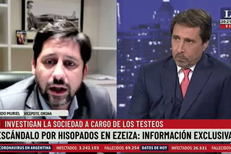 Fernando Muriel, vicepresidente de Orsna, y Eduardo Feinmann tuvieron un fuerte cruce al aire