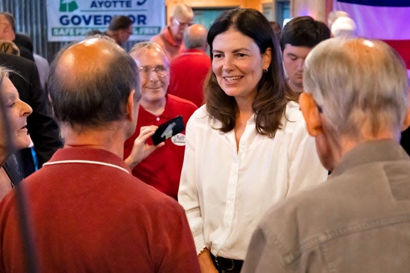Kelly Ayotte, a Republican candidate for governor, speaking to supporters