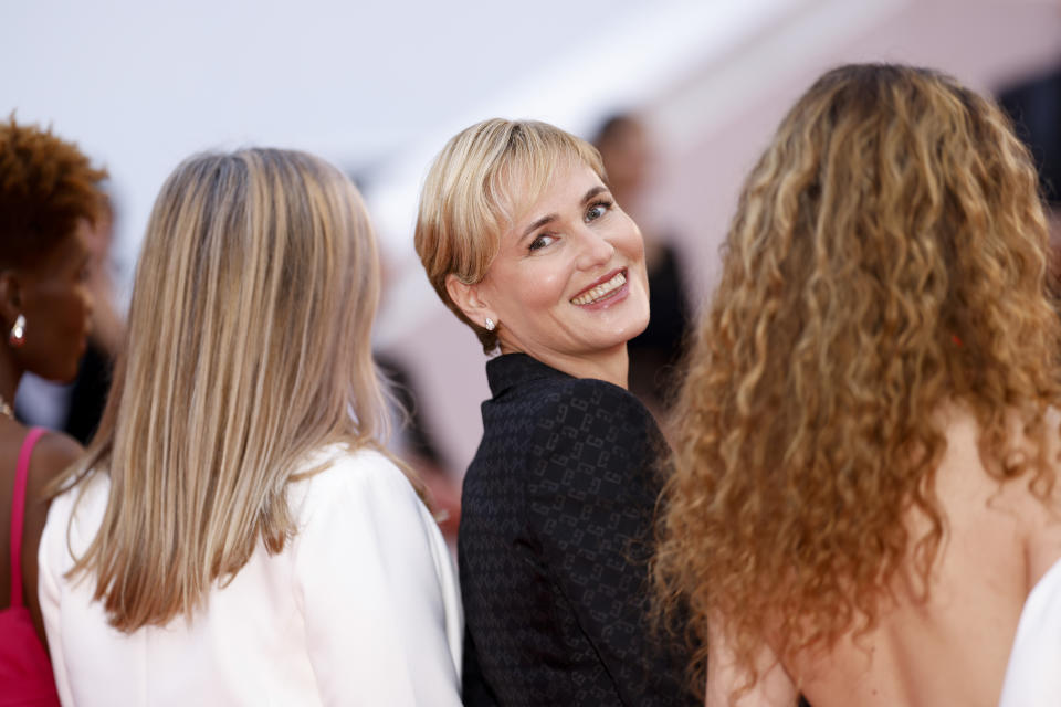 Judith Godreche poses for photographers upon arrival at the premiere of the film 'Furiosa: A Mad Max Saga' at the 77th international film festival, Cannes, southern France, Wednesday, May 15, 2024. (Photo by Vianney Le Caer/Invision/AP)