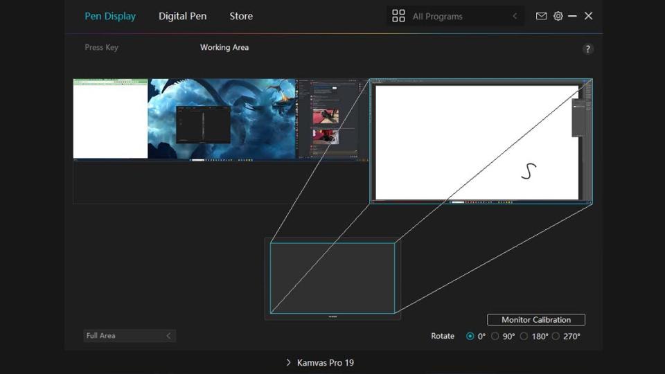 Huion Kamvas Pro 19 HuionTablet App Display settings.