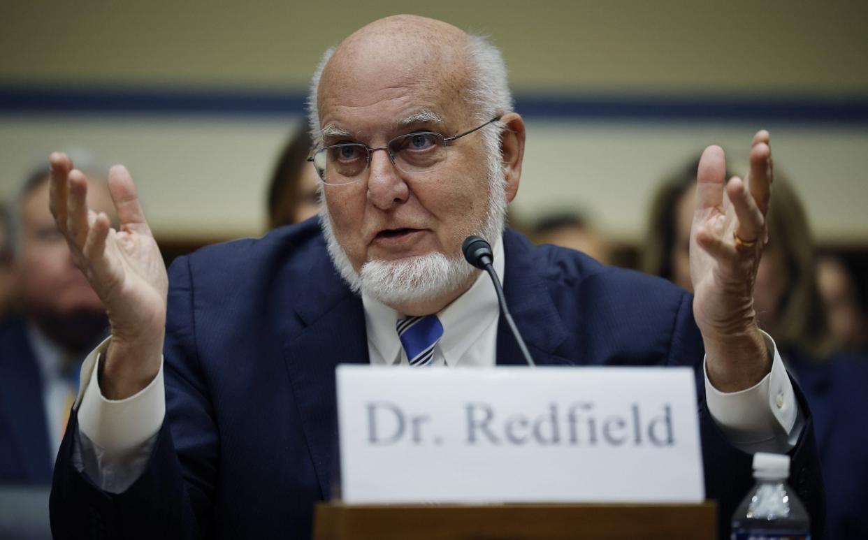 Dr Robert Redfield giving evidence at a Congressional committee, where he said that the virus 'looked engineered' - Chip Somodevilla/Getty Images