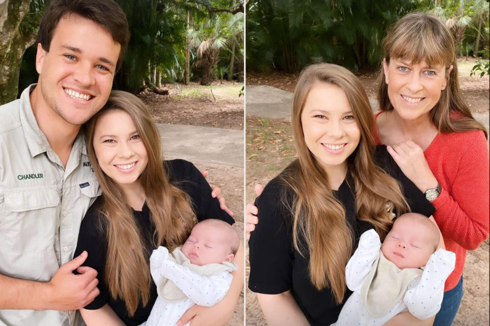 <p>The new mom spent her first Mother's Day with her family, sharing photos with her husband, Chandler Powell, brother Robert Irwin and mom, Terri Irwin to her Instagram story. Bindi also posted an illustration of her family, including late dad Steve Irwin, writing <a href="http://instagram.com/p/COoMyg5h0h1/" rel="nofollow noopener" target="_blank" data-ylk="slk:alongside the pictures;elm:context_link;itc:0;sec:content-canvas" class="link ">alongside the pictures</a>, "Celebrating my first Mother’s Day. This day embodies the extraordinary gift of family." </p> <p>She added, to her daughter Grace Warrior, "To my beautiful daughter, always know that you are loved beyond description."</p>