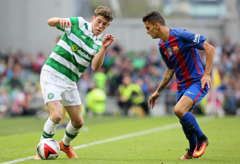 Celtic had moments of concern in a 4-2 win over St Johnstone as they went one man down until substitute Ryan Christie (L) made it more comfortable with a stoppage-time strike