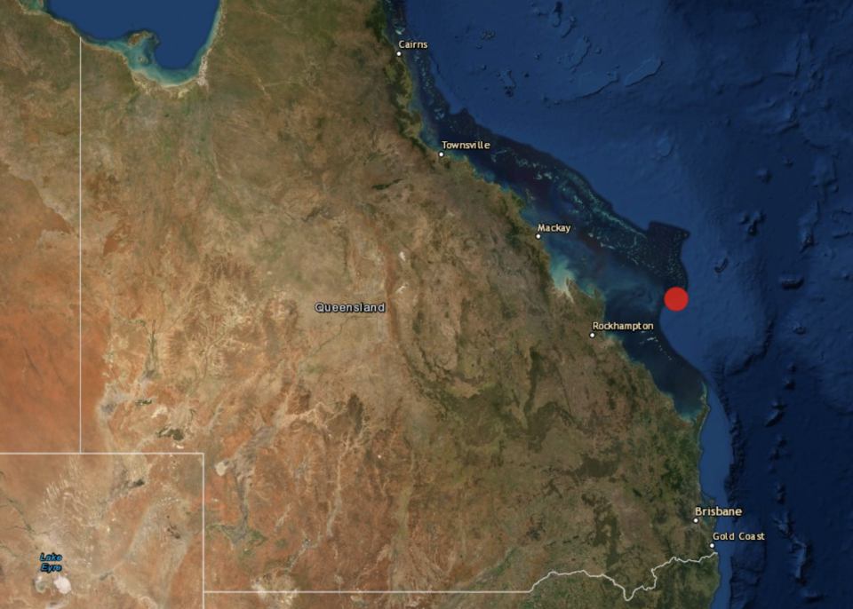 The earthquake struck off the coast of Rockhampton. Source: Geoscience Australia