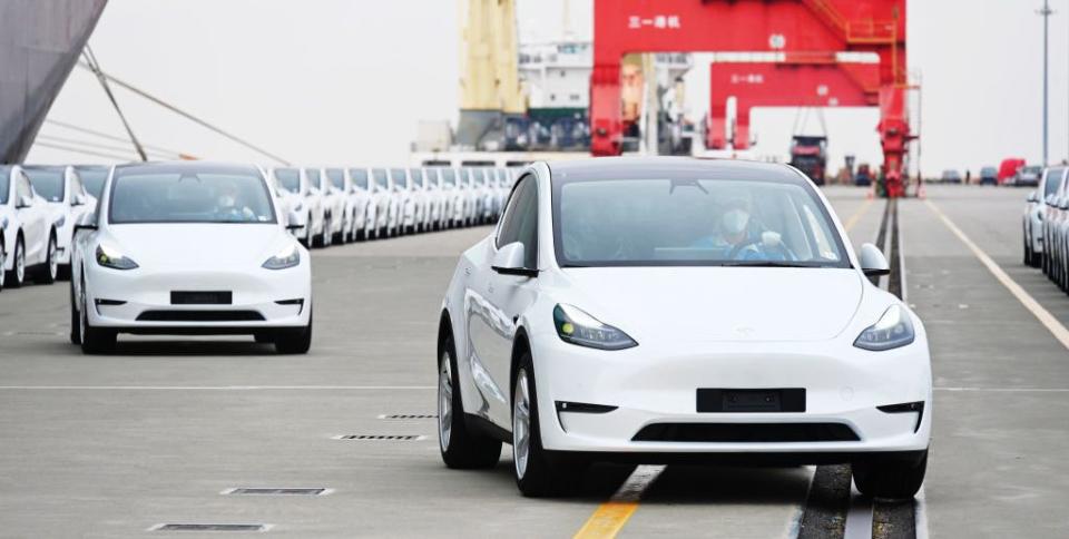 tesla vehicles export in shanghai