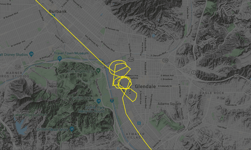 This is the final moments of the flight path of the SIKORSKY S-76B helicopter on which Kobe Bryant and eight others perished. (FlightRader24)