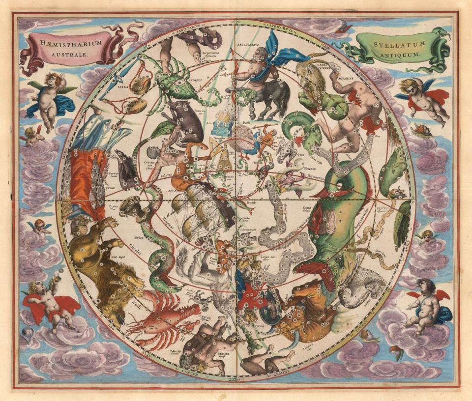 An antique map of the southern hemisphere’s constellations (Oculi Mundi)