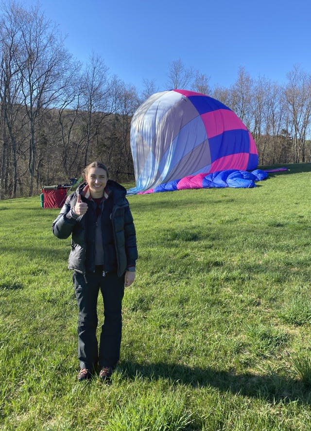 It was her first challenge in an airship (Handout/PA)