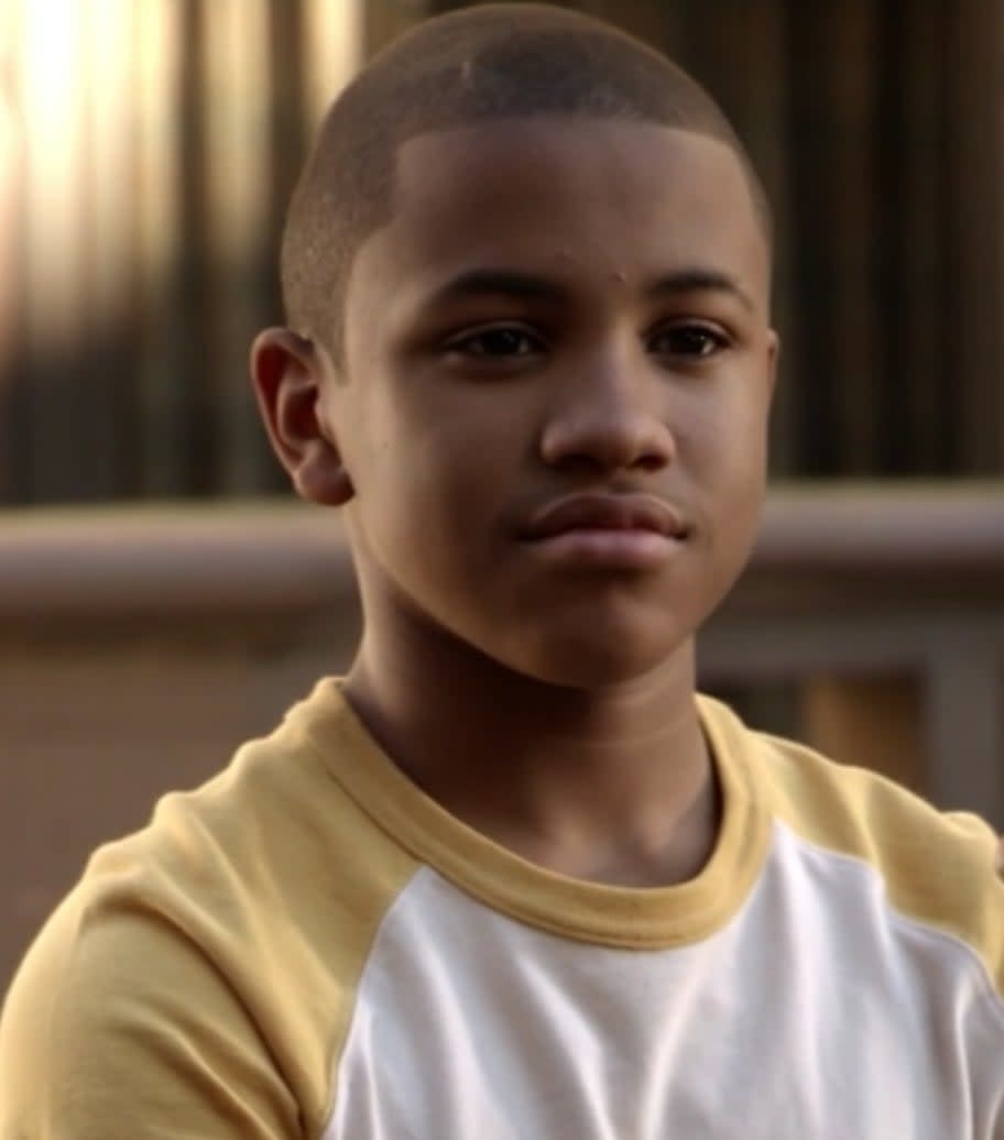 Tequan Richmond as Drew gets ready to play football with neighborhood kids