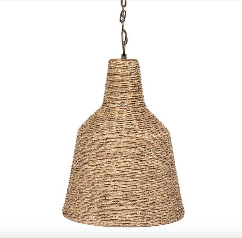 Tan Round Rattan Chandelier