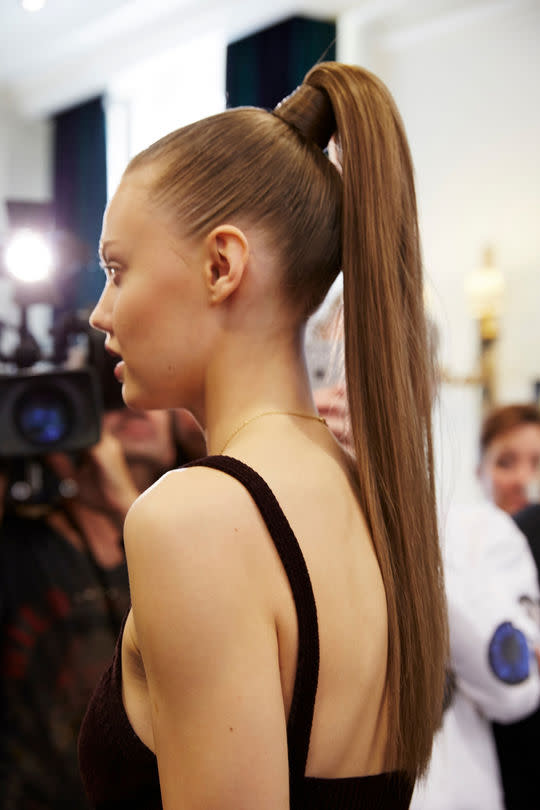 A high and "tight" ponytail. Credit: glamour.com