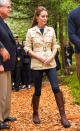<p>For a trip to the rainforest, Kate opted for a safari jacket, a pair of jeans from Zara and long brown boots by Penelope Chilvers.</p><p><i>[Photo: PA]</i></p>