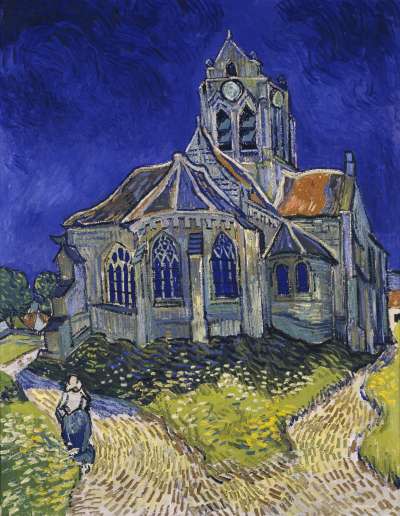 梵谷作品《奧維教堂》（The Church at Auvers），創作於1890年6月，描繪奧維鎮上的教堂（Wikipedia/Public Domain）