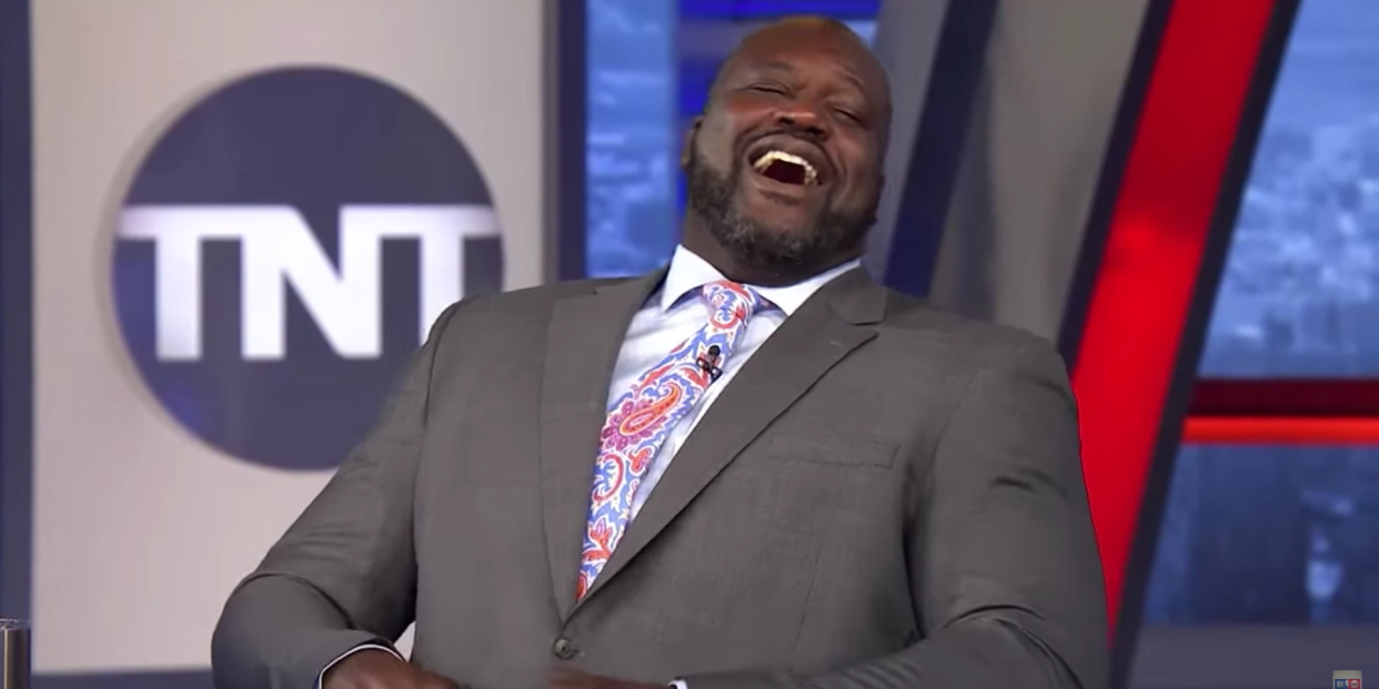 Shaquille O'Neal laughing