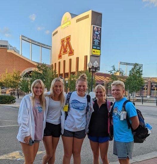 Aberdeen Swim Club members Halle Kuck, Anna Schmidt, Gena Jorgenson, Lilly Grebner and Joe Grebner each competed at the Futures Championship in Minneapolis this summer.