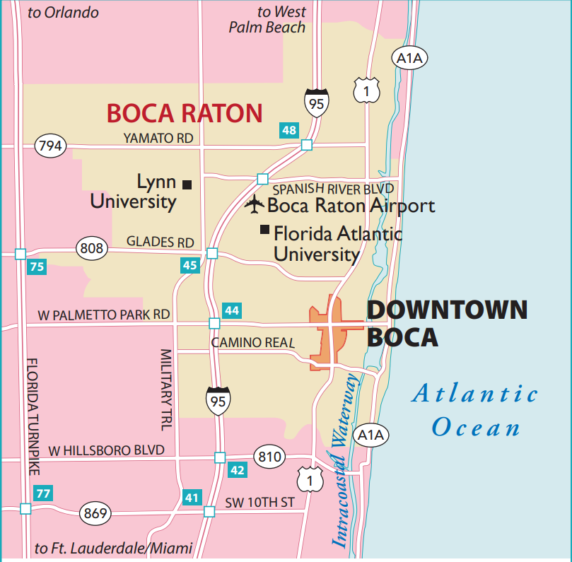 In 1980, Boca Raton designated 344 acres in downtown as a community redevelopment area, creating 'downtown Boca Raton.'