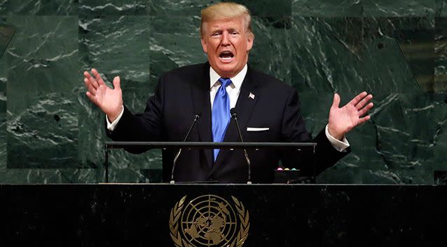 PICTURED: US President Donald Trump speaking at the UN General Assembly. Source: AAP