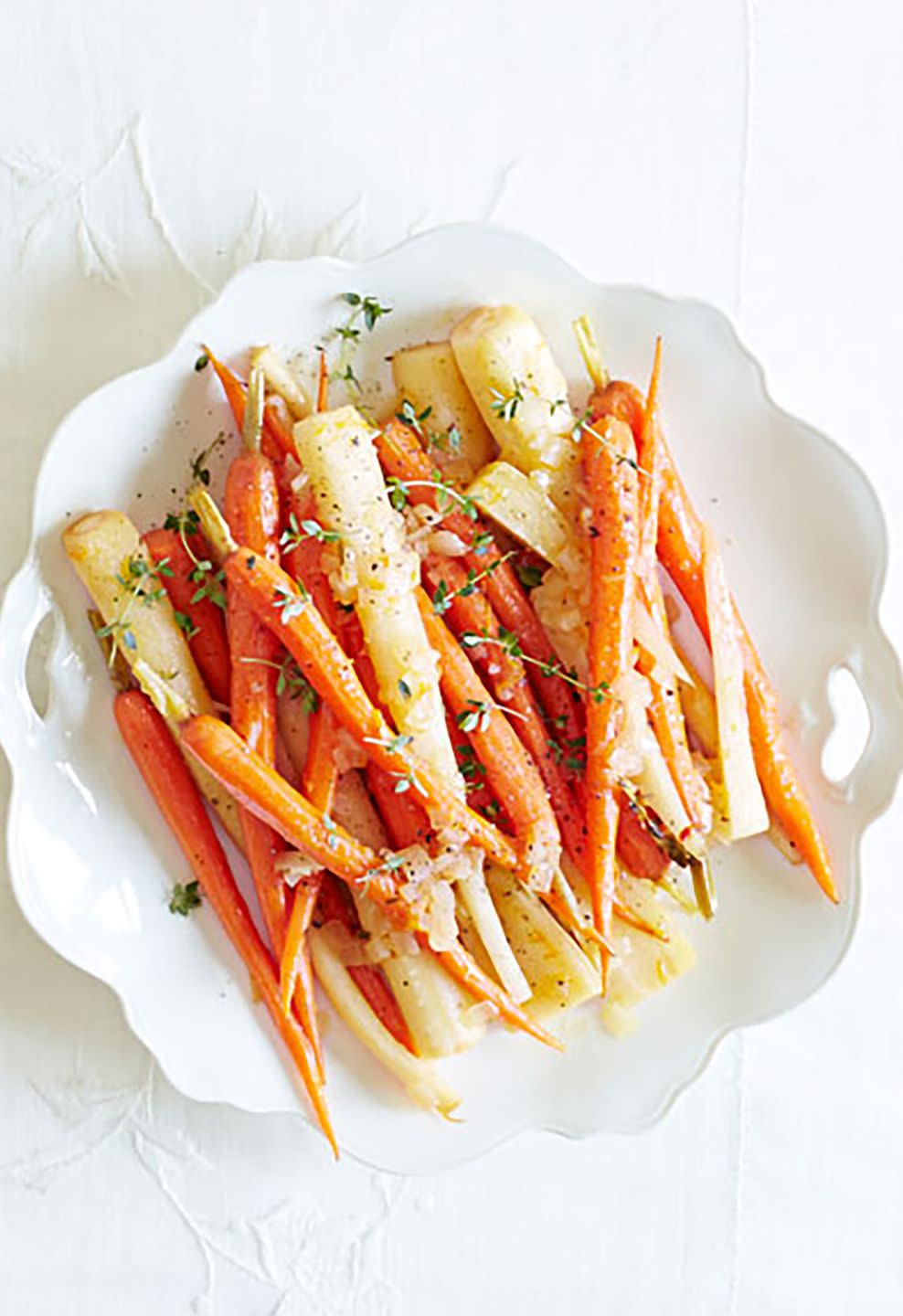 orange braised carrots and parsnips