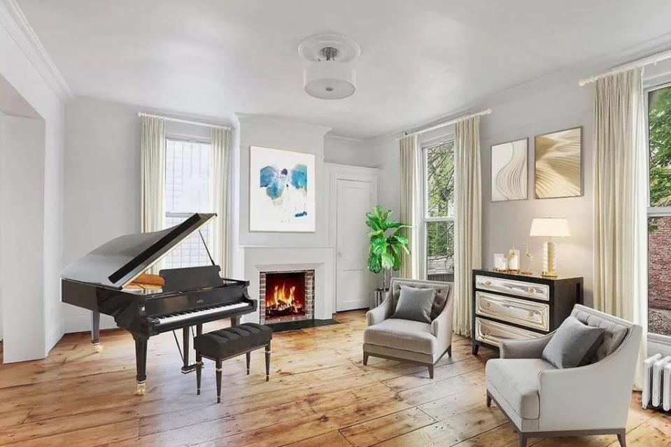 The living room in Carlson’s Brooklyn townhouse. Zillow