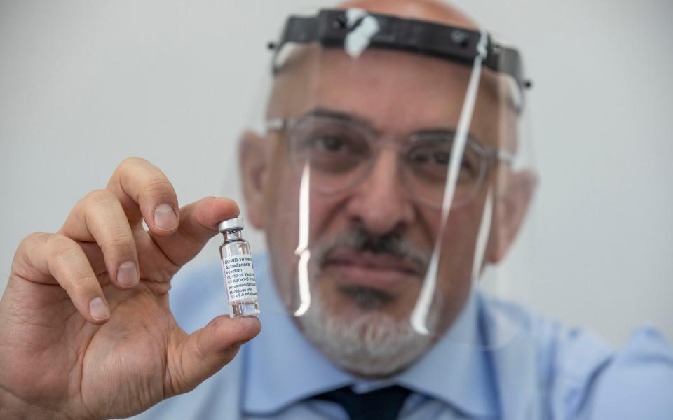 Nadhim Zahawi getting his vaccination jab in Lewisham, Southeast London -  Jeff Gilbert
