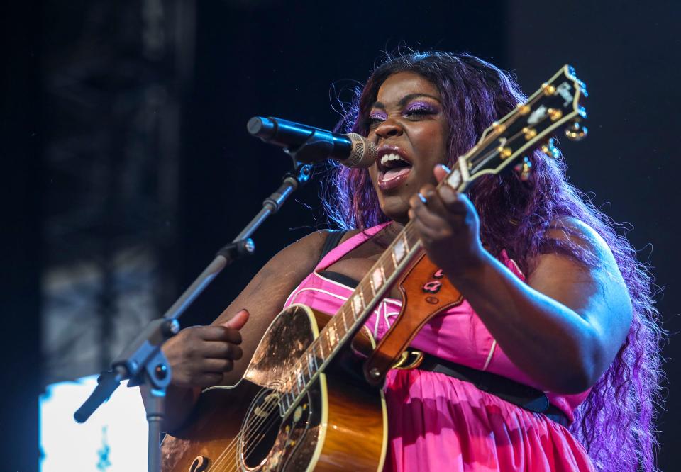 Yola performs on the Palomino Stage during the Stagecoach country music festival in Indio, Calif., Sunday, May 1, 2022.