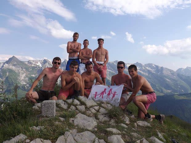 The World's Most Homoerotic Homophobes Are Now Mounting a Giant Pole in Tiny Pink Shorts