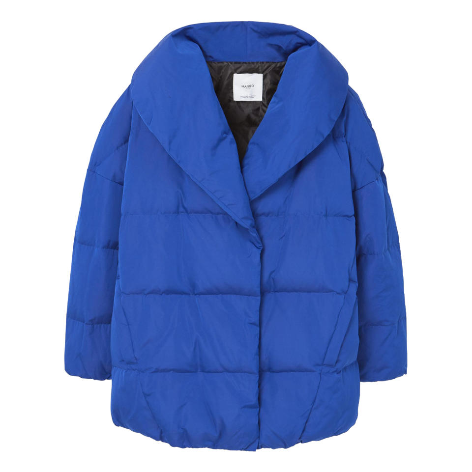 <p>Go for a pop of color like this rich cobalt, to warm up the gloomiest of winter days. </p><p>Buy it <a rel="nofollow noopener" href="http://www.anrdoezrs.net/links/7799179/type/dlg/sid/IS%2CFAS%2CGAL%2C9BestPufferCoatstoBuyThisWinter%2Cacheng1271%2C201712%2CT/https%3A//shop.mango.com/us/women/coats-puffer---quilted/quilted-feather-coat_13095649.html" target="_blank" data-ylk="slk:here;elm:context_link;itc:0;sec:content-canvas" class="link ">here</a> for $130.</p>