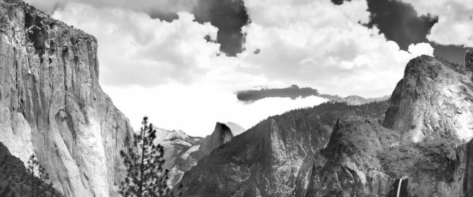 Yosemite Valley in black and white ala Ansel Adams