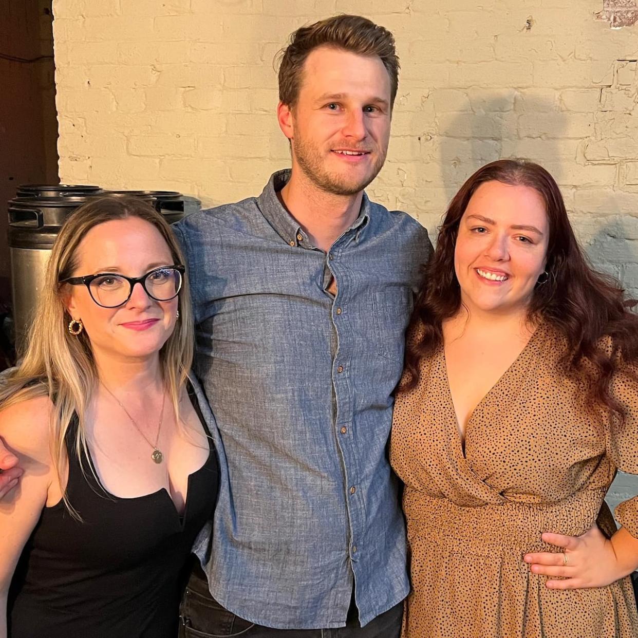 The Gang's All Here Comedy trio (Jen Richardson, Tim Reaburn and Taylor Last) was set to perform at a showcase on the Just for Laughs showcase tour in Windsor. Then the company cancelled its festivals and filed for creditor protection.  (Submitted by Jen Richardson - image credit)