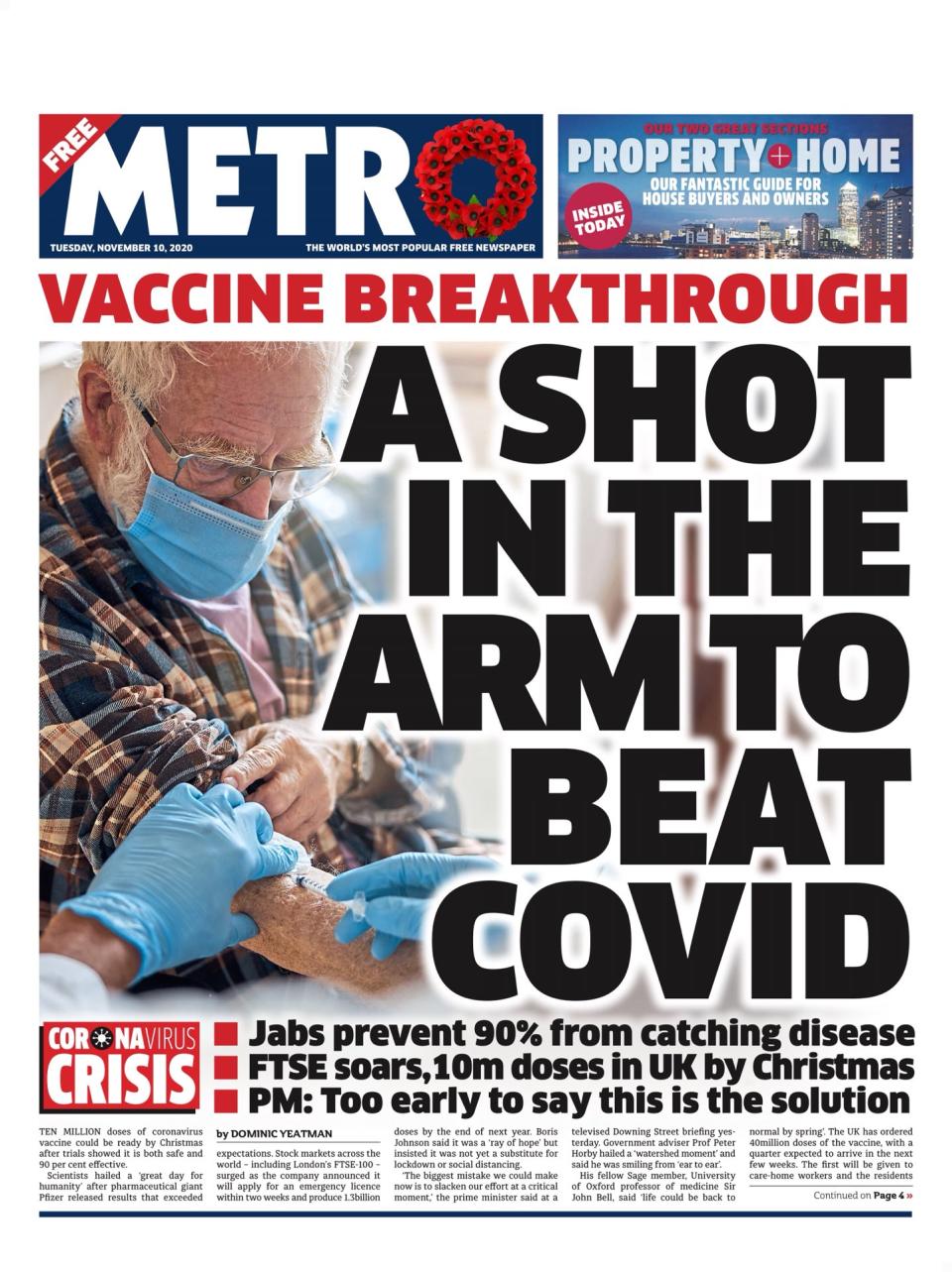 Metro said the vaccine trial was a 'shot in the arm to beat COVID'.