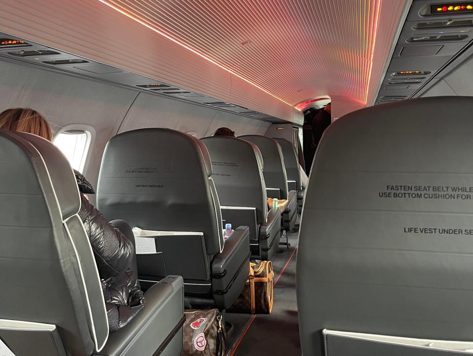 Aero’s mood lighting sets the tone for the flight.