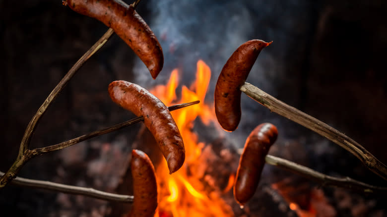 hot links over a fire