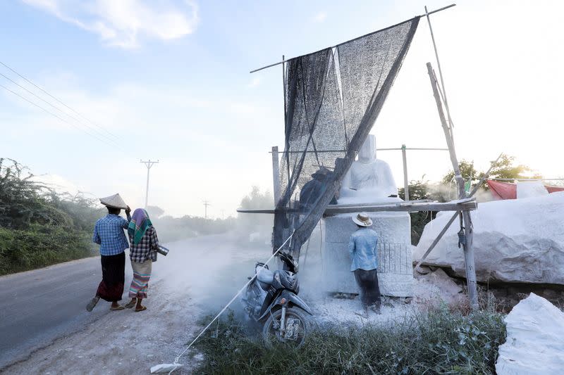 The Wider Image: From statues to toothpaste, the Myanmar village 'blessed' with marble bounty