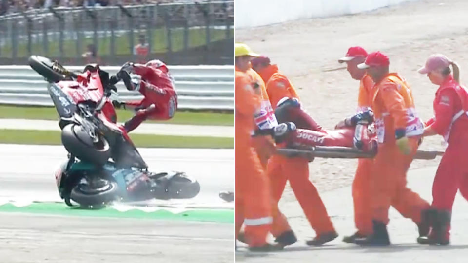 Andrea Dovizioso was taken to hospital after the scary lap one incident. 