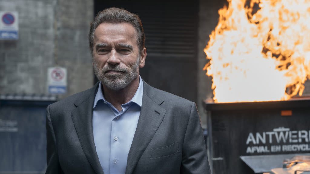 Fubar. Arnold Schwarzenegger as Luke Brunner in episode 101 of Fubar. Cr. Christos Kalohoridis/Netflix © 2023