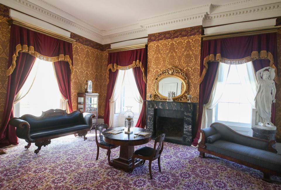 The south parlor in the Lanier Mansion in Madison, Indiana.