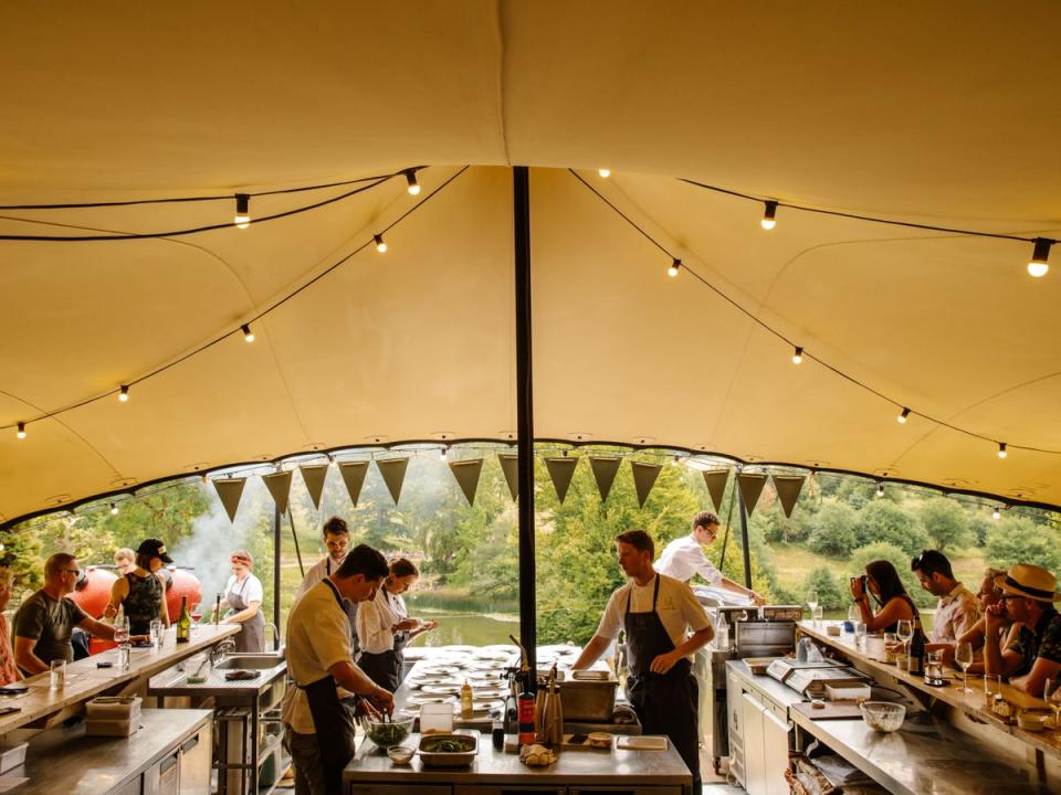Diners enjoy a gourmet experience at Wilderness Festival (Andrew Whitton)