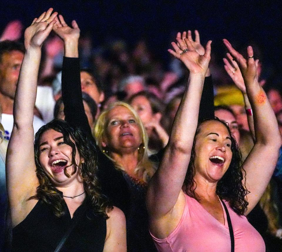 Thomas Rhett fans cheer prior to him headlining the American Family Insurance Amphitheater for Summerfest's closing night on July 9, 2022.