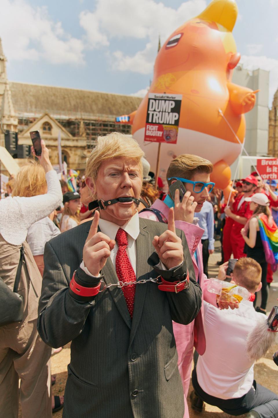 London swelled with protests against Donald Trump during his visit to the U.K., including a giant baby blimp.