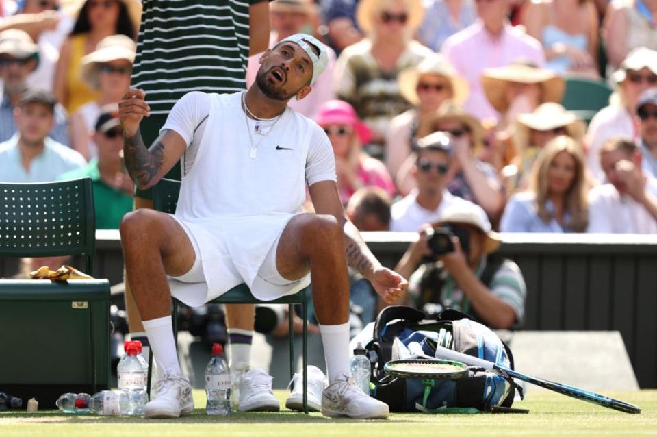 Kyrgios became frustrated after being broken in the second set (Getty Images)