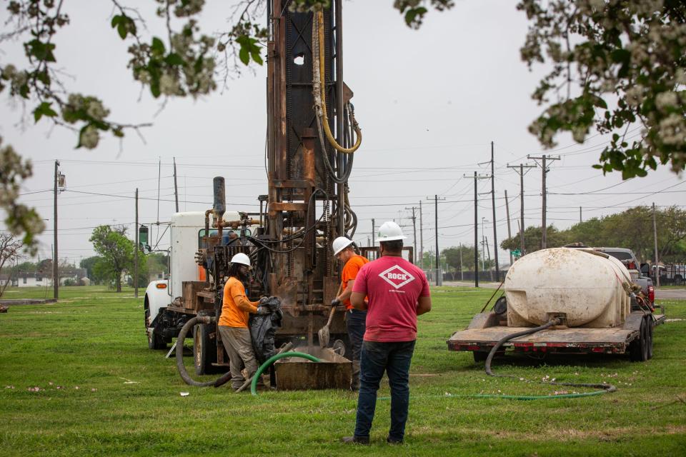 Soil samples are taken using a geotechnical boring method in a lot on Palm Drive and Summers Street on Friday, March 15, 2024, in Corpus Christi, Texas. The samples are for the Inner Harbor Desalination Plant project.