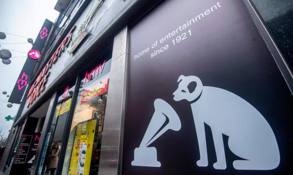 An HMV store in central London – the market for DVDs fell by over 30% this Christmas.