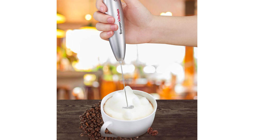 The Bonsenkitchen Electric Milk Frother makes a cup of coffee fancier — and it's on sale! (Photo: Amazon)