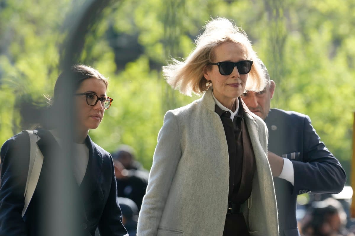 E Jean Carroll arrives at court during her trial against Trump (Copyright 2023 The Associated Press. All rights reserved.)