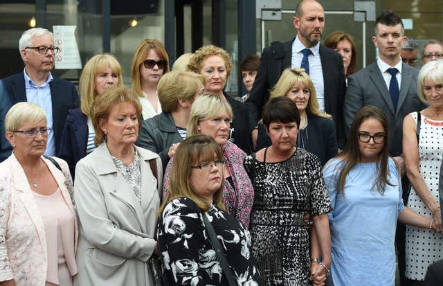 Several of Paterson's victims, who were left scarred and disfigured by their operations, attended his sentencing at Nottingham Crown Court (Joe Giddens/PA)